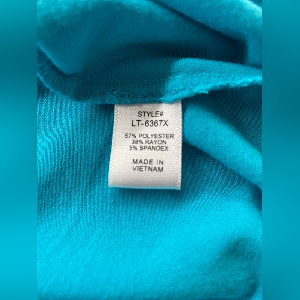 Zenana Turquoise Blue Floral Lace Sleeve Baseball Tee T-shirt Top Blouse‎ 1X E - Picture 6 of 8